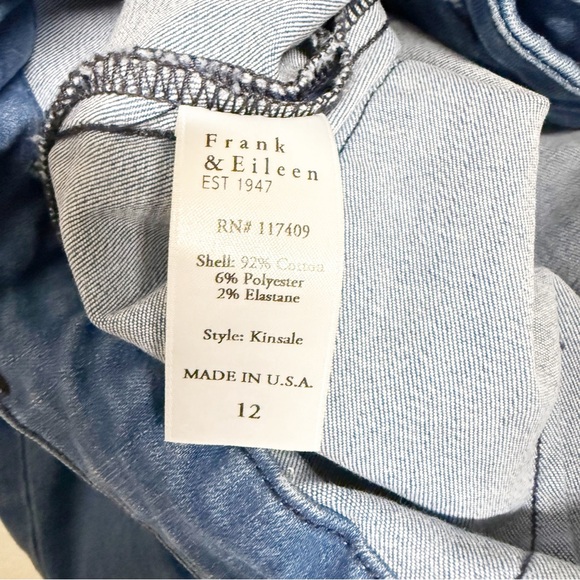 FRANK & EILEEN Kinsale 1977 Wash Italian Performance Denim 12 - Picture 5 of 7